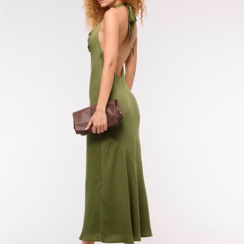 Cowl Halter Green Dress